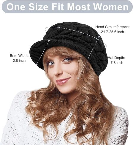 YSense 2 Pack Womens Winter Hats Warm Knit Hat Slouchy Beanie Cap with Brim Gifts in Kuwait