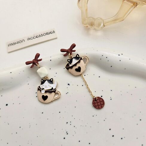 925 Silver Post Earrings For Women Personalized Stud Earrings Anime Asymmetrical Enamel Pendant Earrings in Saudi Arabia