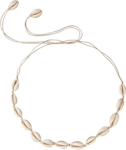 MINACHI Bohemian Cowrie Shell Choker Necklace, White Cord, Boho Summer Beach Shell Jewelry Gift for Women in Saudi Arabia