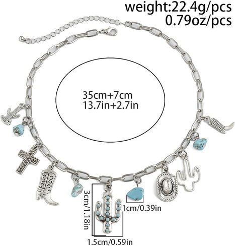 Western Cowgirl Necklaces for Women Country Turquoise Necklaces Layered Turquoise Choker Necklaces Vintage Western Country Jewelry Costume Accessories in Saudi Arabia