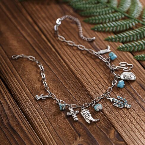 Western Cowgirl Necklaces for Women Country Turquoise Necklaces Layered Turquoise Choker Necklaces Vintage Western Country Jewelry Costume Accessories in Saudi Arabia