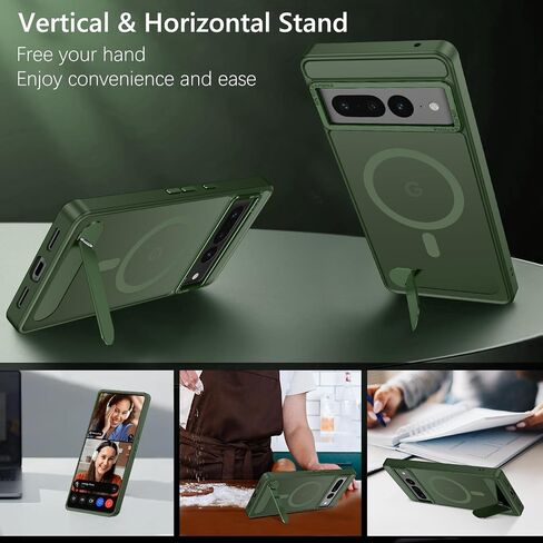 GUAGUA for Google Pixel 7 Pro Case with Stand, Magnetic Cases with Foldable Invisible Stand Translucent Matte Back Slim Protective Shockproof Kickstand Phone Case for Google Pixel 7 Pro 6.7", Black in Saudi Arabia
