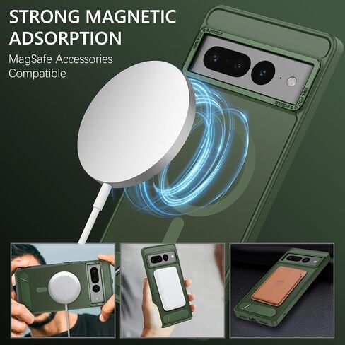 GUAGUA for Google Pixel 7 Pro Case with Stand, Magnetic Cases with Foldable Invisible Stand Translucent Matte Back Slim Protective Shockproof Kickstand Phone Case for Google Pixel 7 Pro 6.7", Black in Saudi Arabia