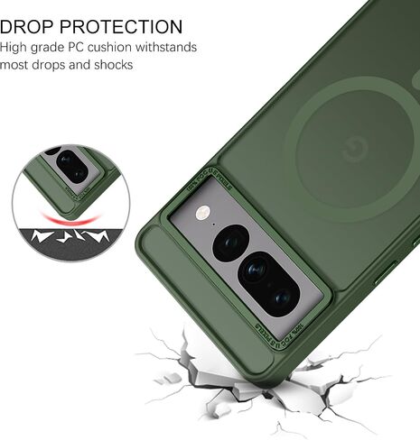 GUAGUA for Google Pixel 7 Pro Case with Stand, Magnetic Cases with Foldable Invisible Stand Translucent Matte Back Slim Protective Shockproof Kickstand Phone Case for Google Pixel 7 Pro 6.7", Black in Saudi Arabia
