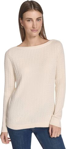 Nautica Women's Long Sleeve Cable Boatneck Sweater in Saudi Arabia