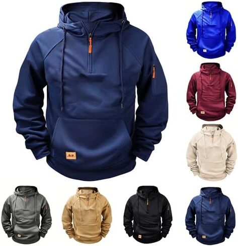 Tactical Hoodies for Men, Military 1/4 Zip Pullover Cargo Hoodie Jacket Casual Workout Fleece Sweatshirt with Pockets in Saudi Arabia