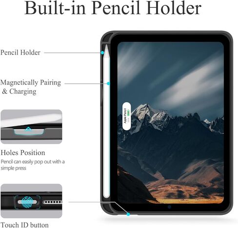 auaua Case for iPad Mini 7 (A17 Pro), iPad Mini 7th/6th Generation (2024/2021 8.3-inch), with Front Pocket Pencil Holder, Typing Angle Muti-Stand Magnetic Closure Auto Sleep/Wake (Brown) in Kuwait