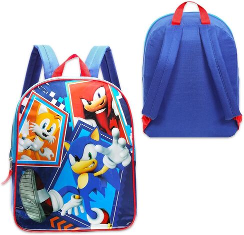 Sonic the Hedgehog Backpack Set - Bundle with 15" Backpack Featuring Tails, Knuckles Plus Stickers, Water Bottle, More | Sonic the Hedgehog School Bag for Boys in Saudi Arabia