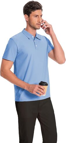 Men’s Polo Shirts Collar Short Sleeve Golf Shirt Quicky Dry Moisture Wicking Lightweight Polo T-Shirt in Saudi Arabia