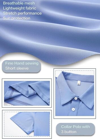 Men’s Polo Shirts Collar Short Sleeve Golf Shirt Quicky Dry Moisture Wicking Lightweight Polo T-Shirt in Saudi Arabia