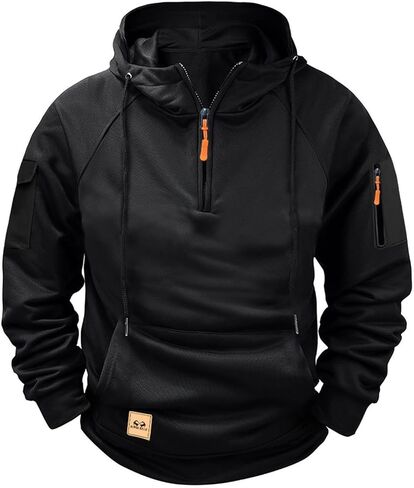 Tactical Hoodies for Men, Military 1/4 Zip Pullover Cargo Hoodie Jacket Casual Workout Fleece Sweatshirt with Pockets in Saudi Arabia
