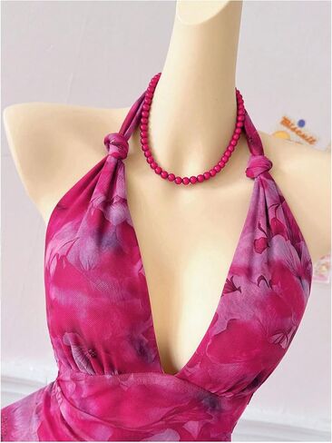 Verdusa Mesh Dress for Women Floral Backless Halter Short Dress Layered Ruffle Asymmetrical Slim Fit Mini Dresses in Saudi Arabia