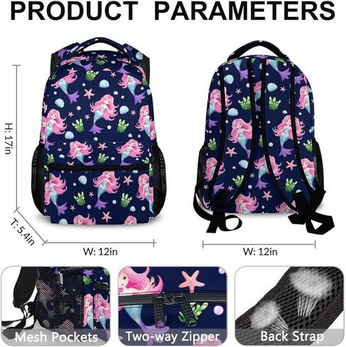 Mermaid Tail Backpack, Cute Kids Backpack, Schoolbag for Girls 6-8, 17 Inch Girls Student Bookbag for Travel Picnic School Preschool Elementary Kindergarten in Kuwait