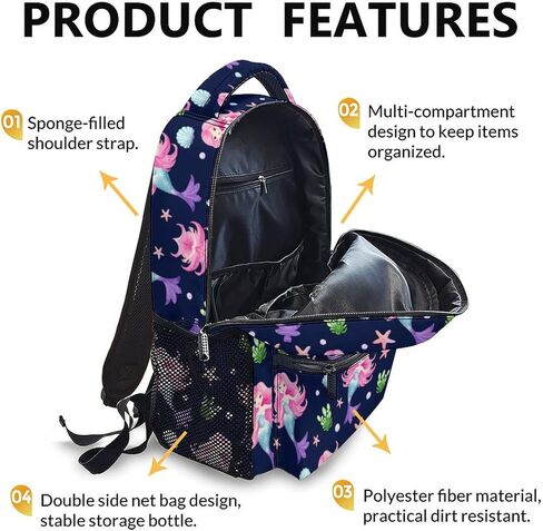 Mermaid Tail Backpack, Cute Kids Backpack, Schoolbag for Girls 6-8, 17 Inch Girls Student Bookbag for Travel Picnic School Preschool Elementary Kindergarten in Kuwait