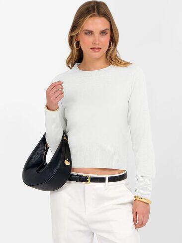 ANRABESS Women’s Long Sleeve Sweaters Cropped Crew Neck Business Casual Light Weight Sweater Tops Fall Fashion Clothes 2025 in Saudi Arabia