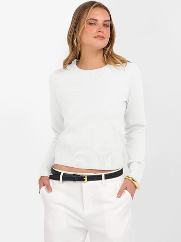 ANRABESS Women’s Long Sleeve Sweaters Cropped Crew Neck Business Casual Light Weight Sweater Tops Fall Fashion Clothes 2025 in Saudi Arabia