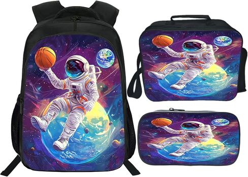 Funny Cat Backpack Cat Shark Galaxy School Bag 3PCS Backpack 16 Inch with Lunch Bag Set Lightweight for Teen Boys Girls Kids Elementary Middle School in Saudi Arabia
