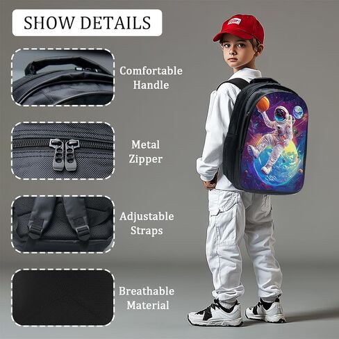 Funny Cat Backpack Cat Shark Galaxy School Bag 3PCS Backpack 16 Inch with Lunch Bag Set Lightweight for Teen Boys Girls Kids Elementary Middle School in Saudi Arabia