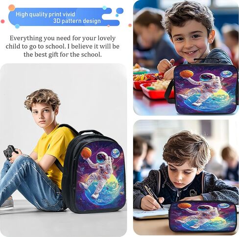 Funny Cat Backpack Cat Shark Galaxy School Bag 3PCS Backpack 16 Inch with Lunch Bag Set Lightweight for Teen Boys Girls Kids Elementary Middle School in Saudi Arabia