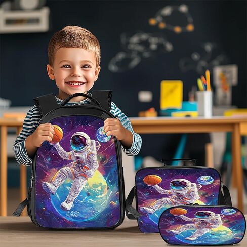 Funny Cat Backpack Cat Shark Galaxy School Bag 3PCS Backpack 16 Inch with Lunch Bag Set Lightweight for Teen Boys Girls Kids Elementary Middle School in Saudi Arabia