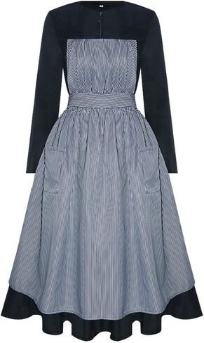 Women Maria Nun Cosplay Dress with Apron Classic Sound Music Costume Gothic Dress for Halloween Party in Saudi Arabia