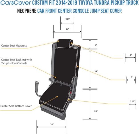 CarsCover Custom Fit 2014-2019 Toyota Tundra Pickup Truck Neoprene Car Front Center Console Jump Seat Cover in Saudi Arabia