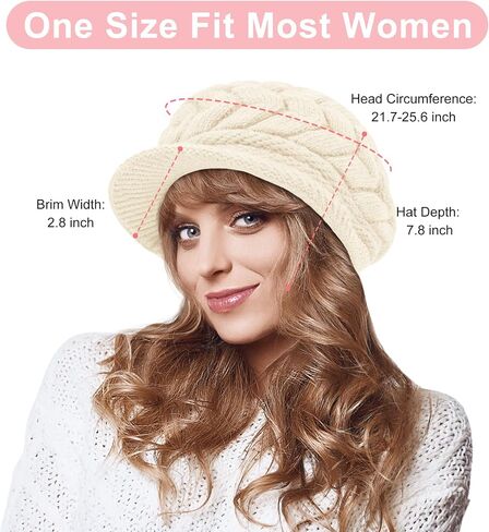 YSense 2 Pack Womens Winter Hats Warm Knit Hat Slouchy Beanie Cap with Brim Gifts in Kuwait
