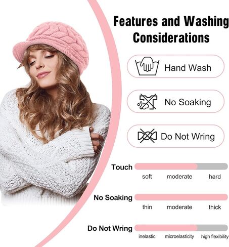 YSense 2 Pack Womens Winter Hats Warm Knit Hat Slouchy Beanie Cap with Brim Gifts in Kuwait