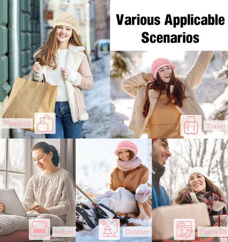 YSense 2 Pack Womens Winter Hats Warm Knit Hat Slouchy Beanie Cap with Brim Gifts in Kuwait