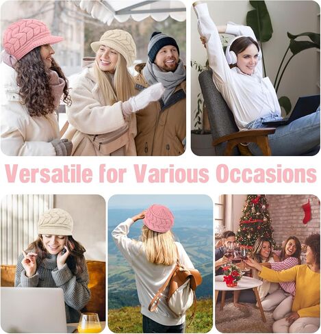 YSense 2 Pack Womens Winter Hats Warm Knit Hat Slouchy Beanie Cap with Brim Gifts in Kuwait