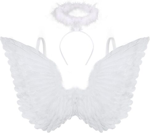 SEVADA Black Angel Wings and Halo for Adult Women, Dark Devil Fallen Angel Halo Wings for Kids Girls Teen, Black Feather Angel Wings Costume in Saudi Arabia