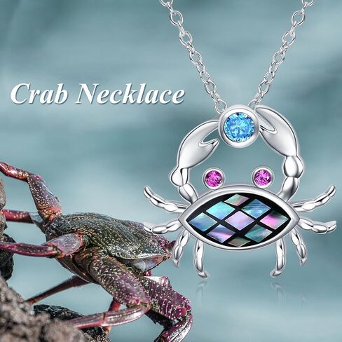 TIGER RIDER 925 Sterling Silver Ocean Necklace for Women Cute Dolphin Crab Necklace Abalone Shell Birthday Mothers Day Jewelry Gifts for Mom in Saudi Arabia