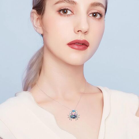 TIGER RIDER 925 Sterling Silver Ocean Necklace for Women Cute Dolphin Crab Necklace Abalone Shell Birthday Mothers Day Jewelry Gifts for Mom in Saudi Arabia