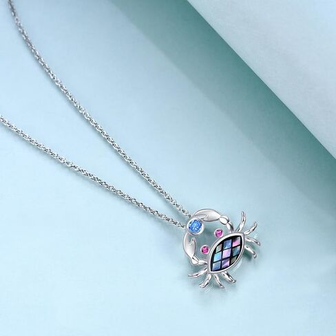 TIGER RIDER 925 Sterling Silver Ocean Necklace for Women Cute Dolphin Crab Necklace Abalone Shell Birthday Mothers Day Jewelry Gifts for Mom in Saudi Arabia