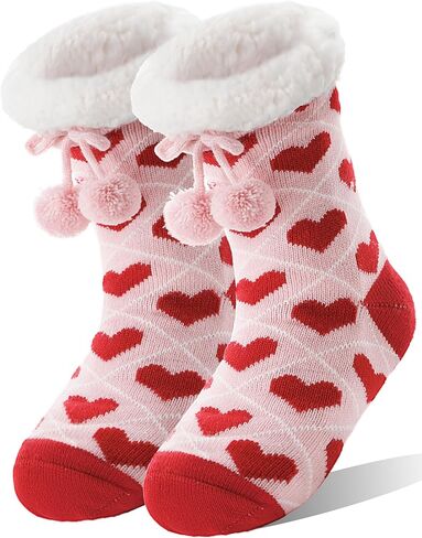 MOGGEI Valentines Day Gifts for Her Womens Slipper Fuzzy Grips Socks Warm Fluffy Winter Thick Thermal Cozy Plush Socks in Kuwait