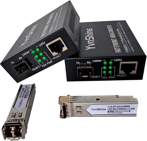 محول إيثرنت الألياف متعددة الأوضاع Gigabit (2 PCS) ، مع وحدتين من SFP LC ثنائية الاتجاه ، 1.25G SFP إلى 10/100/1000BASE RJ45 ، 550M ، التوصيل والتشغيل ، التوحيد التلقائي ، التوافق متعدد الاستخدامات ، حالة معدنية in Kuwait