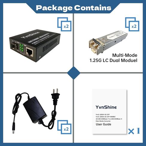 محول إيثرنت الألياف متعددة الأوضاع Gigabit (2 PCS) ، مع وحدتين من SFP LC ثنائية الاتجاه ، 1.25G SFP إلى 10/100/1000BASE RJ45 ، 550M ، التوصيل والتشغيل ، التوحيد التلقائي ، التوافق متعدد الاستخدامات ، حالة معدنية in Kuwait