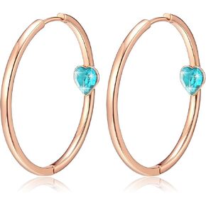 EVEVIC Trendy Austrian Crystals Heart Hoop Earrings for Women 14K Gold Plated Hypoallergenic Hoops Earring Jewelry Gift in Kuwait
