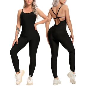 KIWI RATA Womens Sexy Bodycon Backless Jumpsuit Workout One-Piece Cacual Sculpted Bodysuit Sport Romper in Saudi Arabia