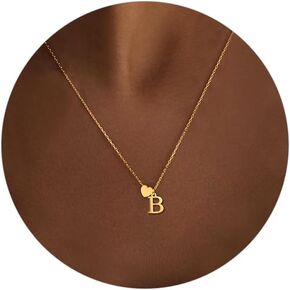 Gold Heart Initial Necklaces For Women-18k Gold Plated Dainty Choker Necklace For Women Trendy Stainless Steel Pendant Letter Necklaces For Women Jewelry Gifts in Saudi Arabia