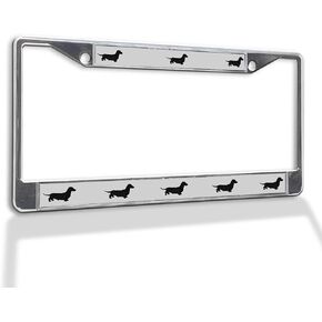 Fastasticdeals Metal Insert License Plate Frame Dachshund Black Weatherproof Car Accessories Chrome 2 Holes Solid Insert in Saudi Arabia