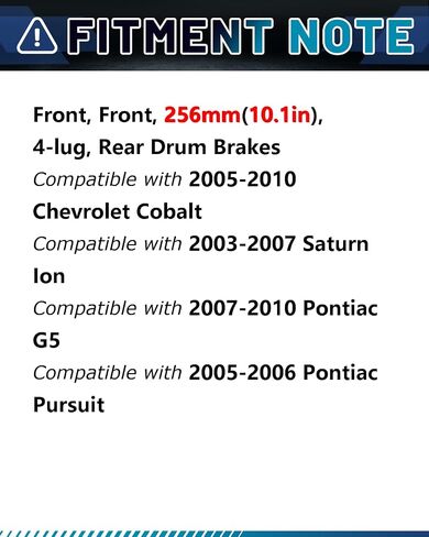 منصات الفرامل الأمامية والدوارات المتوافقة مع 2005-2010 Chevy Cobalt ، 2003-2007 Saturn Ion ، 2007-2009 Pontiac G5 | 256mm (10.1in) | مضاد للضوضاء الجيوميت المغلفة منخفضة من الضوضاء الغبار | 55083 و D956-7855 in Saudi Arabia