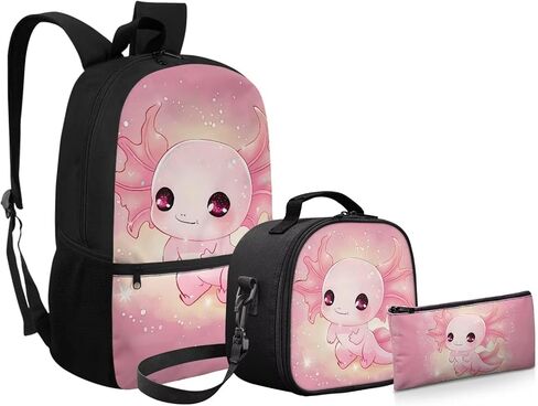 3 PCS Cartooon Capybara Backpacks for School Kid Girl's School Backpack Bookbag with Reusable Lunch Box Pencil Case Pouch Large 17 Inch Travel Daypack Set in Saudi Arabia