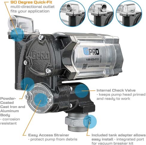 مضخة نقل الوقود GPRO- V20 Series ، 3/4 بوصة منفذ ، مضخة فقط- لدرجات الحرارة القصوى ، 20 GPM ، 115 فولت (171001-51) in Saudi Arabia