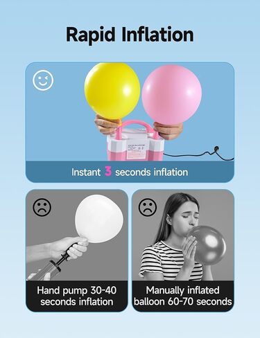 مضخة البالون الكهربائية ، محمولة مزدوجة فوهة مُضلِّن 600 واط عالي الطاقة 110 فولت تضخم الحفلات السريعة ، وتوفير الوقت مع إكسسوارات وفيرة-مضخة هواء البالونات لإعداد عطلات الزفاف عيد ميلاد in Kuwait