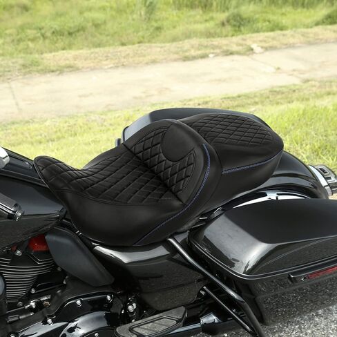 Gel Drive Sofa Seat For Harley Fit For Harley, SLMOTO Rider Passenger Hammock Motorcycle Seat Cushion Fit for Touring Road King Street Glide Road Glide Electra Glide 2009-2024 Black Blue in Kuwait