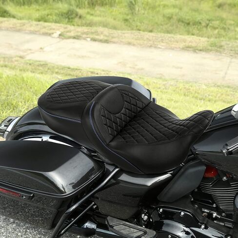Gel Drive Sofa Seat For Harley Fit For Harley, SLMOTO Rider Passenger Hammock Motorcycle Seat Cushion Fit for Touring Road King Street Glide Road Glide Electra Glide 2009-2024 Black Blue in Kuwait
