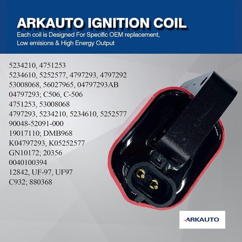 Performance Ignition Coil Pack Set Of 1 Compatible With Dodge Ram 1500-3500 B150-B3500 Jeep TJ Dakota Ramcharger Grand Cherokee Comanche Wrangler 2.2 2.5 3.9 4.0 L4 5.2 L6 V8 For UF97 4751253 in Saudi Arabia