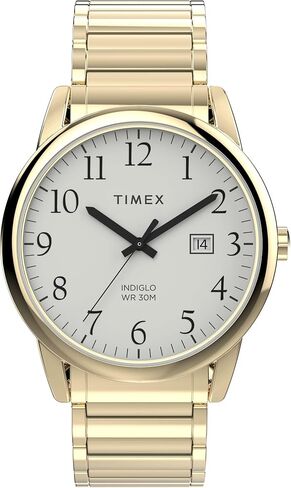 ساعة Timex Men's Easy Reader 40mm-Watch-حالة توسيع ذهبية اللون الأبيض. in Saudi Arabia