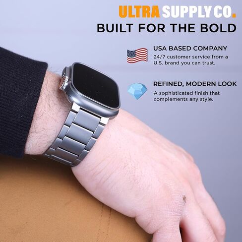 سوار Ultra 2 من التيتانيوم مع مشبك مغناطيسي وDLC (الكربون مثل الماس) متوافق مع Apple Watch Ultra 2 وUltra 1 سوار تيتانيوم مقاس 49 ملم (أسود) in Kuwait